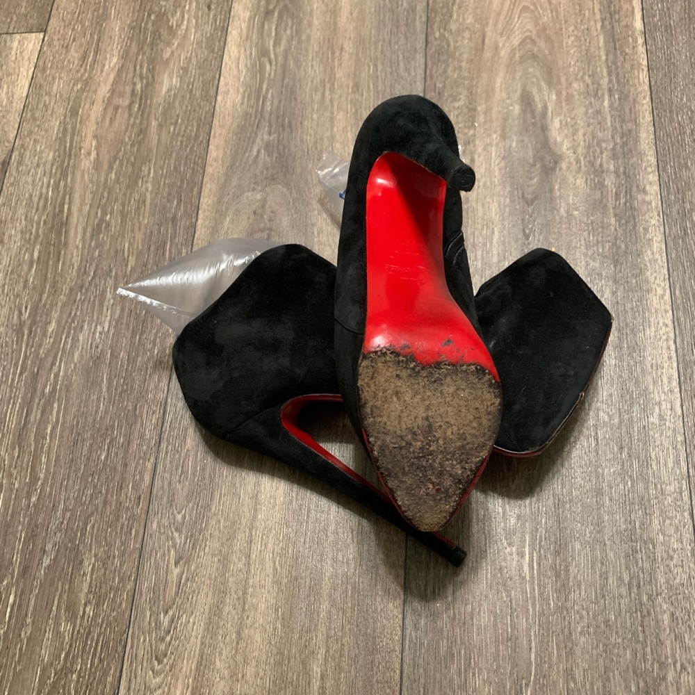 Christian Louboutin Black Suede Booties 38 1/2 - Picture 8 of 12